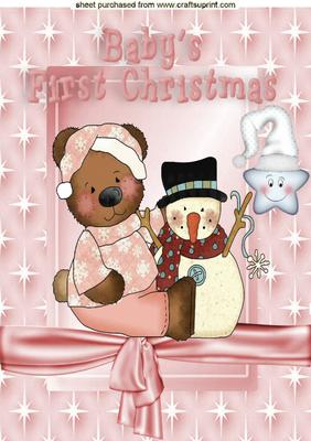 Baby's First Christmas (pink) with Cheeky Star A4