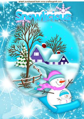 Snowlicious! Christmas Scene with Jolly Snowman A4