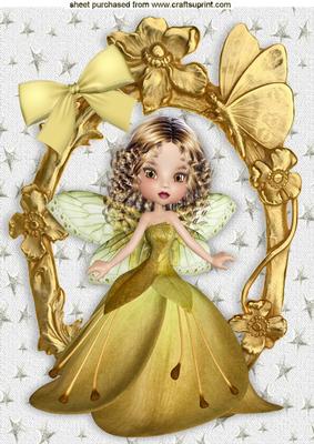 Precious Gold Winter Faerie in Gold Ornate Frame A4