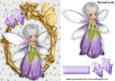 Pretty Lilac Winter Faerie in Gold Ornate Frame