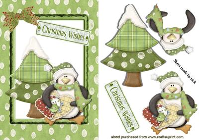 Cute Penguin with Christmas Tree