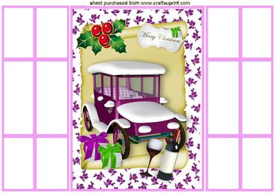Pink Vintage Car with Snow and Wine French Gatefold