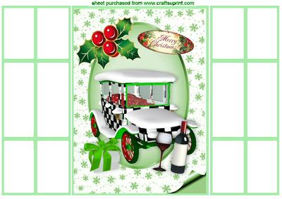 Snow Covered Vintage Car with Wine French Gatefold