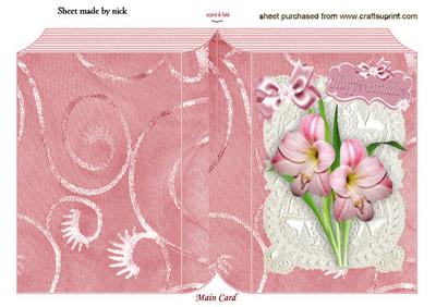 Pretty Pink Flowers on Ecru Vintage Lace Folded Book