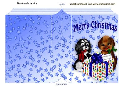 Cute Pair of Puppies with Present, Folded Book