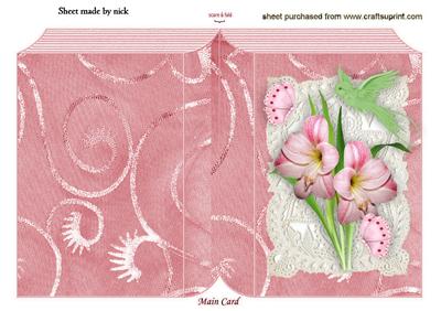 Pink Flowers with Bird and Butterflies Folded Book