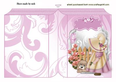 Little Girl with Flowers and Puppy Folded Book