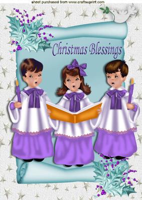 Carol Singers in Lilac on a Scroll with Dove A4
