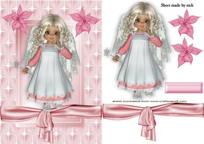 Pretty in Pink Sweet Angel in Star Frame