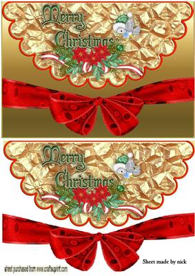 Merry Christmas Cute Little Bird on Scalloped Envelope