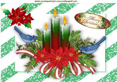 Beautiful Red Candles with Little Birds A4