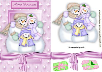 Snowman Family in Star Frame