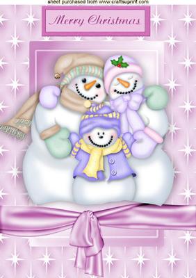 Snowman Family in Snow Frame A4