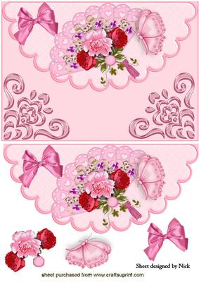 Pretty Fan with Roses and Butterfly on Scalloped Envelope