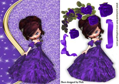 Pretty Lady in Purple with Purple Roses