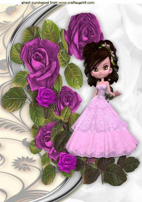 Pretty in Pink with Red Rose Frame A4