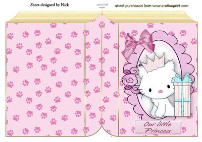Our Little Princess, Cute Kitty with Crown on a Folded Book