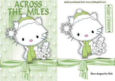 Across the Miles White Kitty with Snowflakes