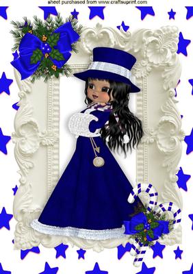 All Wrapped Up for Winter in Blue in a Ornate Frame A4