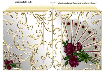 Red Roses and Lace Fan on a Folded Book