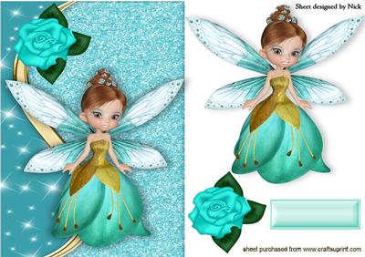 Pretty Faerie in Turq, with Turq Rose