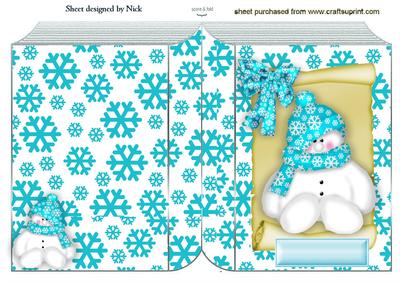 Bright N Cheery Cute Snowman on Folded Book