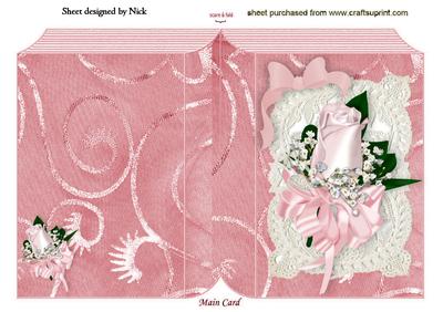 Pretty Pink Rose Corsage with Bow on Folded Book