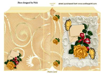 Pretty Gold Rose in Ornate Frame Folded Book