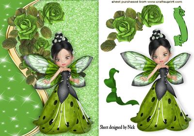 Sweet Little Pea Green Faerie with Roses