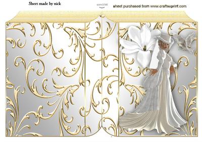 Pretty Victorian Lady in White on Folded Book