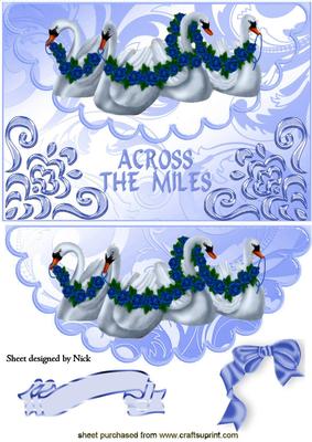 Across the Miles, White Swans with Blue Garlands