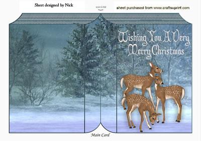 Cute Deer Family in a Snow Scene Folded Book