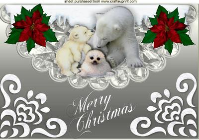 Cute Snow Animals on a Scalloped Envelope A4