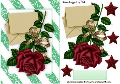 Christmas Red Rose with Stars