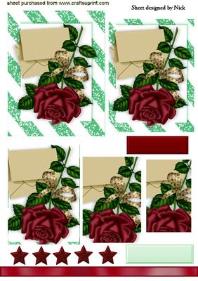 Red Rose with Bow and Stars in Frame Pyramids