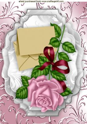 Pretty Pink Rose with Envelope A4