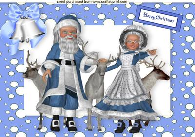 Mr & Mrs Clause with Reindeers in Snow Frame A4