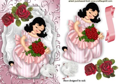 Little Lady with Roses and Dove