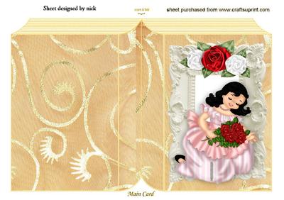Sweet Little Lady with Roses in Ornate Frame Folded Book