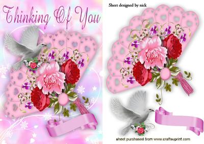 Thinking of You, Flower Lace Fan with Dove