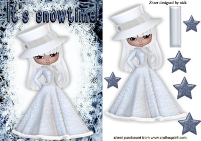 Little Lady in White in Frame with Stars