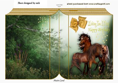 Gorgeous Horses in a Enchanted Woods Folded Book