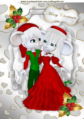 Cute Couple of Christmas Mice A4