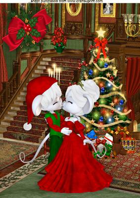 A Kiss at Christmas, Cute Little Couple of Mice A4