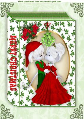 Kiss Under the Mistletoe on Folded Book A4
