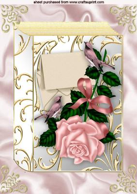 Pink Roses on Pink Satin with Envelope A4