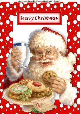 Lovely Santa in a Snow Frame Eating Mince Pies A4