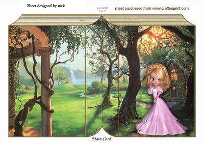Pretty Lady in Pink Dress in Woodland Scene Folded Book