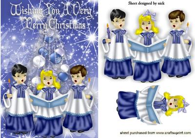 Carol Singers with Christmas Tree Among the Stars