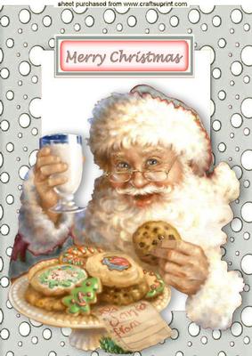 Santa with Cookies in Silver A4